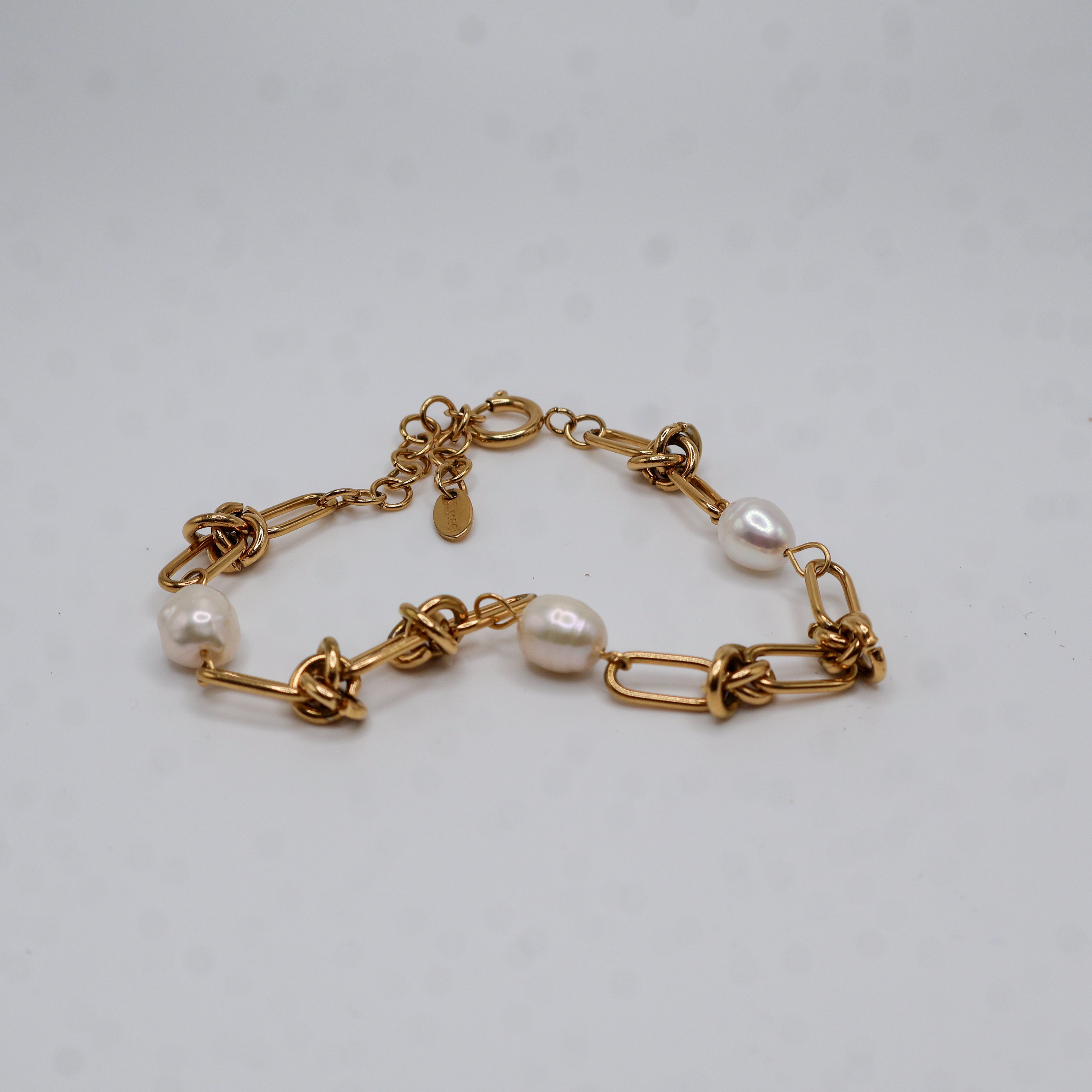 Pearl Weave Gold Bracelet